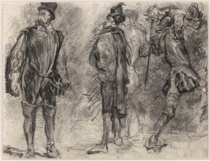 Drei spanische Soldaten, einer mit einem Schwert von James Ensor
