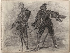 Zwei spanische Adlige mit Schwertern (Vorderansicht, Rückansicht) von James Ensor