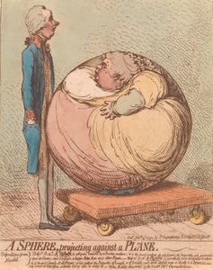 Eine Kugel, die gegen eine Ebene projiziert wird, 3. Januar 1792 von James Gillray
