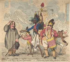 Alecto und ihr Gefolge am Tor von Pandaemonium: oder Der Rekrutierungssergeant Enli..., 4. Juli 1791 von James Gillray