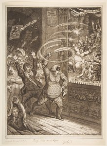 Sprengung des Picknicks, oder Harlekin Quixote greift die Puppen an, siehe Totten..., 2. April 1802 von James Gillray