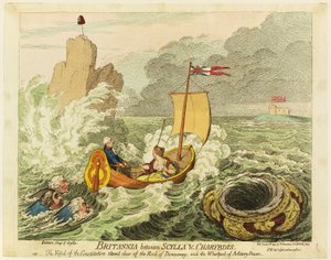 Britannia zwischen Skylla und Charybdis von James Gillray