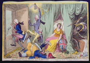 Britannia zwischen Tod und den Ärzten, veröffentlicht von Hannah Humphrey im Jahr 1804