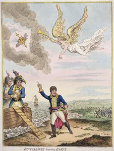 Buonaparte verlässt Ägypten, veröffentlicht von Hannah Humphrey im Jahr 1800 (handkolorierte Radierung)