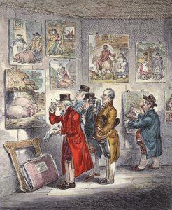 Kenner untersuchen eine Sammlung von Gemälden von George Morland von James Gillray