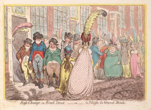 Hoher Wechsel in der Bond Street, ou la Politesse de Grande Monde, veröffentlicht 1796 von James Gillray
