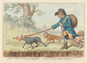 John Bull & Sein treuer Hund; - "Unter den Treulosen, nur treu gefunden" von James Gillray