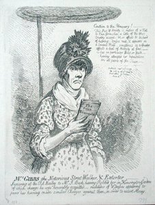 Mrs Gibbs, die berüchtigte Straßenläuferin und Erpresserin von James Gillray