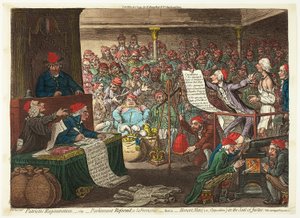 Patriotische Regeneration, -viz. - Parlament reformiert, a la Françoise... von James Gillray