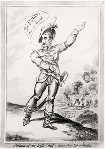 Porträt eines irischen Häuptlings, nach dem Leben in Wexford gezeichnet, veröffentlicht von H. Humphrey, 10. Juli 1798