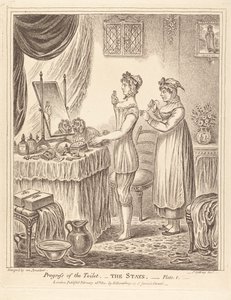 Fortschritt der Toilette - Das Korsett, Tafel I von James Gillray