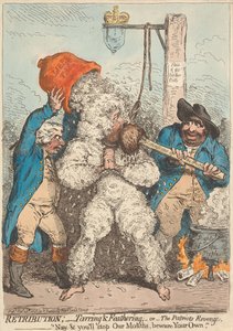 Vergeltung; - Teeren und Federn; - oder - Die Rache der Patrioten, - Nein, ihr werdet uns den Mund stopfen, hütet euch vor eurem eigenen von James Gillray