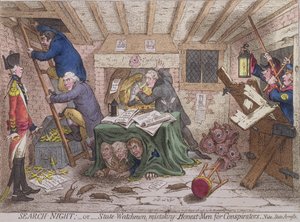 Suchnacht oder die Staatswächter verwechseln ehrliche Männer mit Verschwörern, veröffentlicht von Hannah Humphrey in 1798