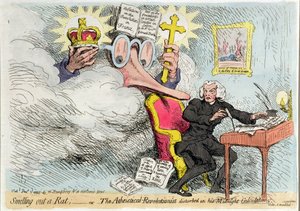 Eine Ratte aufspüren, oder Der atheistische Revolutionär in seinen Mitternachtsberechnungen gestört, veröffentlicht von Hannah Humphrey 1790