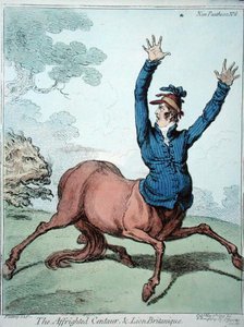 Der erschrockene Zentaur und der britische Löwe, veröffentlicht von Hannah Humphrey 1799 von James Gillray