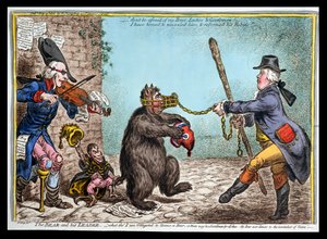 Der Bär und sein Führer, veröffentlicht von Hannah Humphrey im Jahr 1806