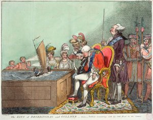 Der König von Brobdingnag und Gulliver, nach 1804 (Gravur) von James Gillray