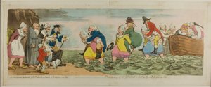 Die Landung von Sir John Bull und seiner Familie in Boulogne-sur-Mer von James Gillray