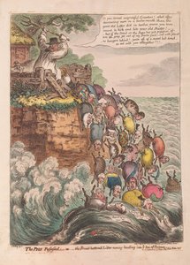 Die besessenen Schweine: oder die breitärschige Rotte, die kopfüber ins Verderben rennt, veröffentlicht 1807 von James Gillray
