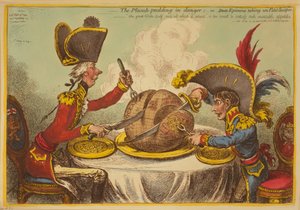 Der Pflaumenpudding in Gefahr oder Staatsfeinschmecker nehmen ein kleines Abendessen von James Gillray