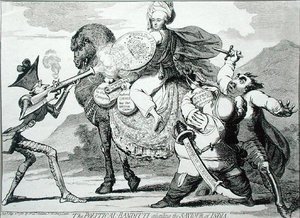 Die politische Banditti, die den Retter Indiens angreifen von James Gillray