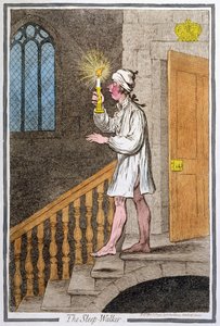 Der Schlafwandler, veröffentlicht von Hannah Humphrey im Jahr 1795 (handkolorierte Radierung) von James Gillray