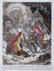 Der Tod von Admiral Horatio Nelson (1758-1805) im Moment des Sieges von James Gillray