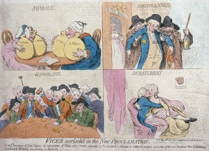 Übersehene Laster in der neuen Proklamation, veröffentlicht von Hannah Humphrey, 1792