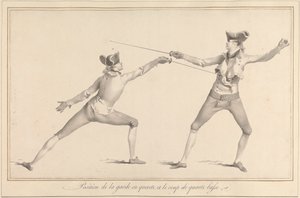 Position der Wache in Quarte und der Schlag von Quarte Basse