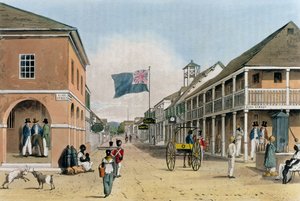 Ansicht der Harbour Street, Kingston, Jamaika, aus "Eine malerische Tour der Insel Jamaika", graviert von Thomas Sutherland