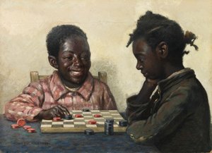 Ohne Titel Zwei Kinder spielen Dame