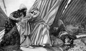 Jael zeigt Barak den toten Sisera - Bibel