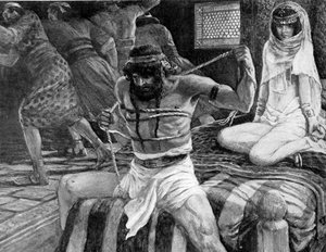 Simson zerbricht seine Fesseln von J. James Tissot - Bibel von James Jacques Joseph (after) Tissot