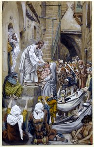 Und die ganze Stadt war an der Tür versammelt, Illustration für Das Leben Christi, ca. 1884-96