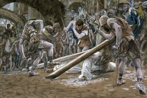 Christus fällt unter dem Kreuz, Illustration für Das Leben Christi