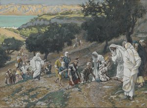 Jesus heilt die Blinden und Lahmen auf dem Berg, Illustration aus Das Leben unseres Herrn Jesus Christus von James Jacques Joseph Tissot