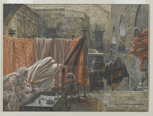 Joseph von Arimathäa sucht Pilatus, um die Erlaubnis zu bitten, den Leichnam Jesu abzunehmen, Illustration aus Das Leben unseres Herrn Jesus Christus, 1886-94
