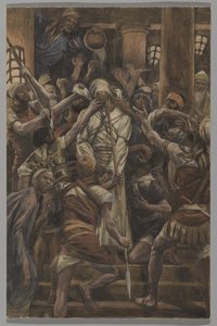 Misshandlungen im Haus des Kaiphas, Illustration aus Das Leben unseres Herrn Jesus Christus, 1886-94