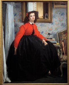 Ganzkörperporträt von Mademoiselle L. L., oder junges Mädchen in roter Jacke