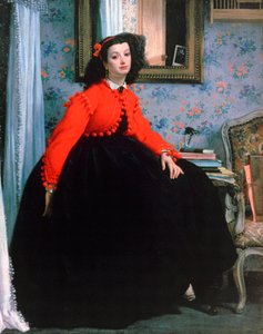 Porträt von Mlle L L, junge Dame in einer roten Jacke, 1864