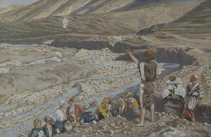 Der heilige Johannes der Täufer sieht Jesus von weitem, Illustration aus Das Leben unseres Herrn Jesus Christus von James Jacques Joseph Tissot