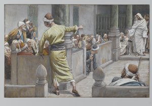 Der geheilte Blinde erzählt seine Geschichte den Juden, Illustration aus Das Leben unseres Herrn Jesus Christus, 1886-96