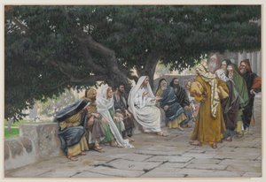 Die Pharisäer und die Sadduzäer kommen, um Jesus zu versuchen, Illustration aus Das Leben unseres Herrn Jesus Christus, 1886-94 von James Jacques Joseph Tissot