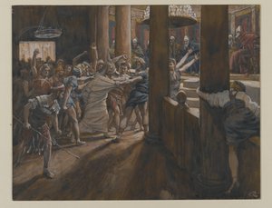 Das Tribunal des Annas, Illustration aus Das Leben unseres Herrn Jesus Christus, 1886-94