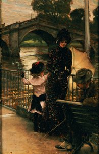 Die Künstlerin, Mrs. Kathleen Newton und ihre Nichte, Lilian Hervey, an der Themse in Richmond, 1878-79 von James Jacques Joseph Tissot