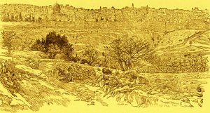 Alte Stadt Jerusalem vom Ölberg aus gesehen von James Jacques Joseph after Tissot