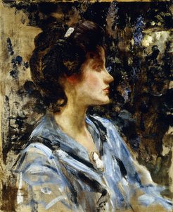Junge Frau in Blau - Miss H. Strom von James Jebusa Shannon