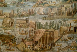 Römisches Mosaik, das eine fantasievolle Ansicht des Nils in der Flut zeigt. Museo Archeolog... von James L Stanfield