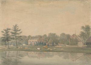 Nordostansicht eines Hauses in Ringmer mit Vieh und Schafen an einem Teich