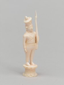 Weißer Bauer, Schachfigur, Indien, ca. 1820